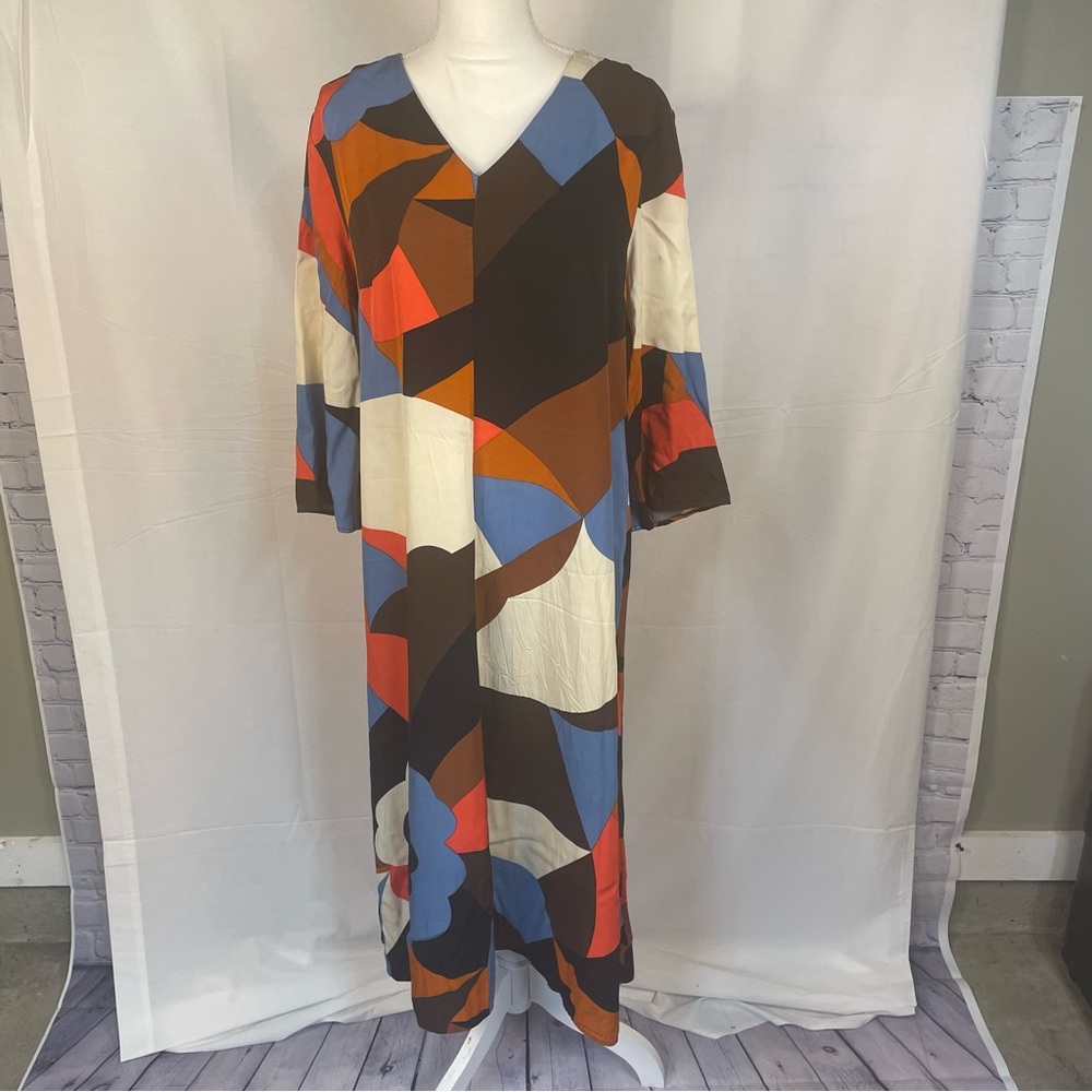 Stine Goya Chantelle Abstract Multicolor Midi Shift Dress XL
